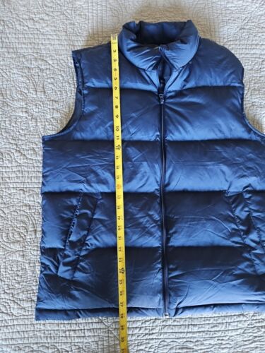Vintage LL Bean Puffer Vest Mens L Navy Blue Goose Down Polyester - Picture 2 of 6