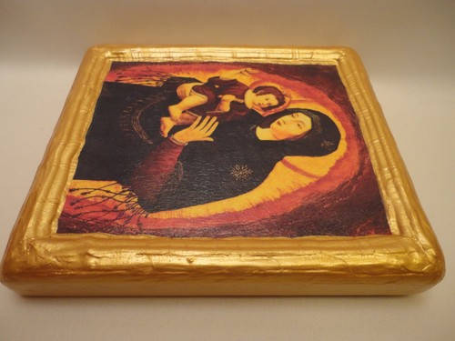 Virgen María con Niño Jesús Cristiano Católico Romano Arte Icono sobre Placa de Madera - Imagen 7 de 9