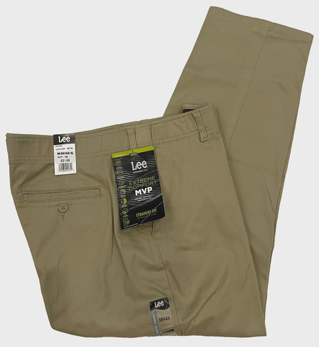 Lee Extreme Comfort MVP Mens Straight Fit Casual Pants 38X29 KC Khaki