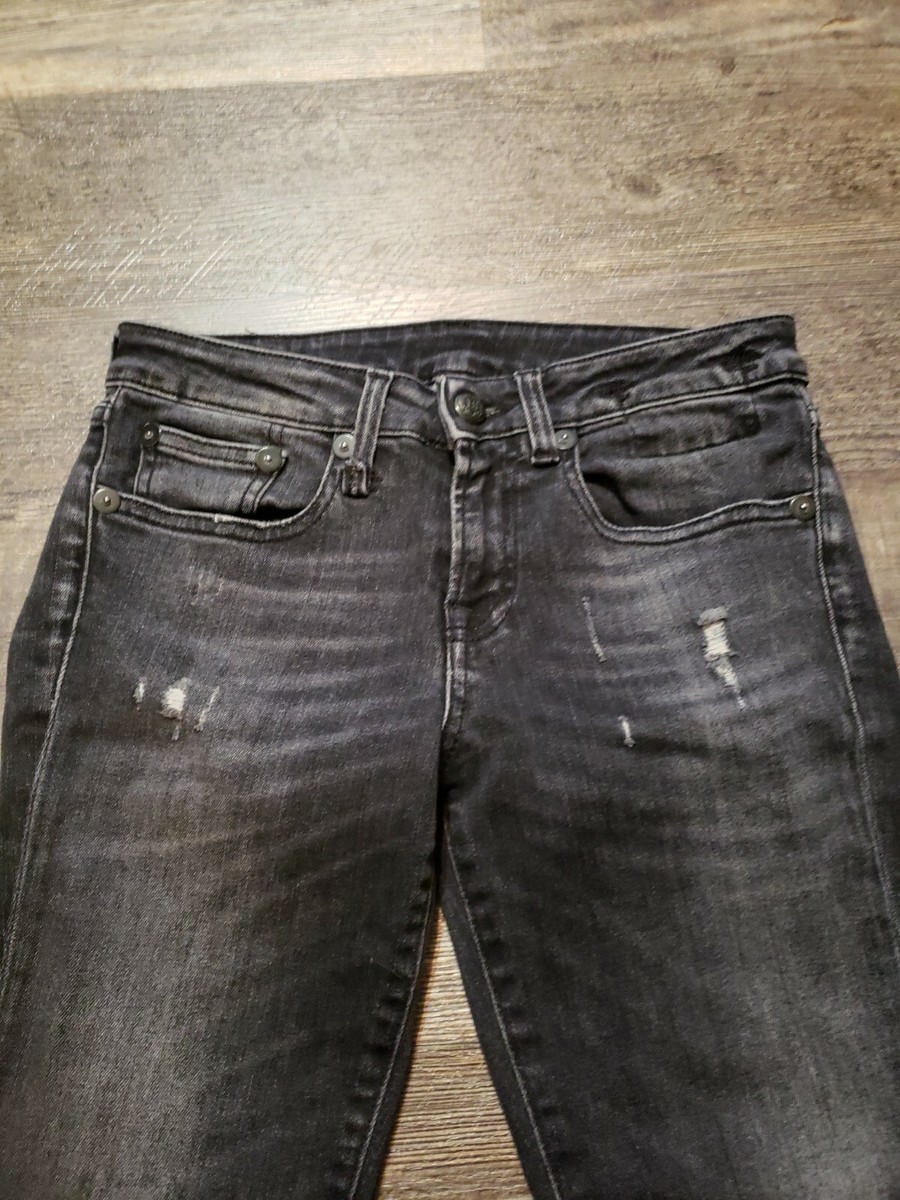 パンツ R13  ALISON CROP    black R13 Alison crop distressed skinny mid rise ankle jeans