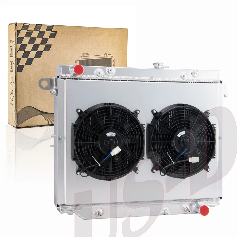 4Row Radiator Shroud Fan For 1998-2007 2005 Toyota Land Cruiser Lexus LX470 4.7L Foto 2 de 4