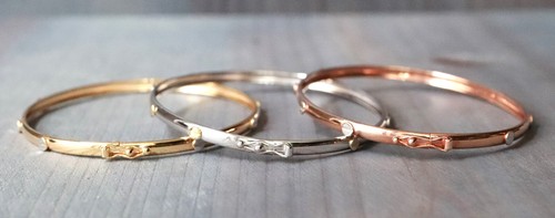 Real Gold 18K Two-Tone Slim Type Bangle Bracelet 3.2mm Fine Jewelry - Picture 2 of 11