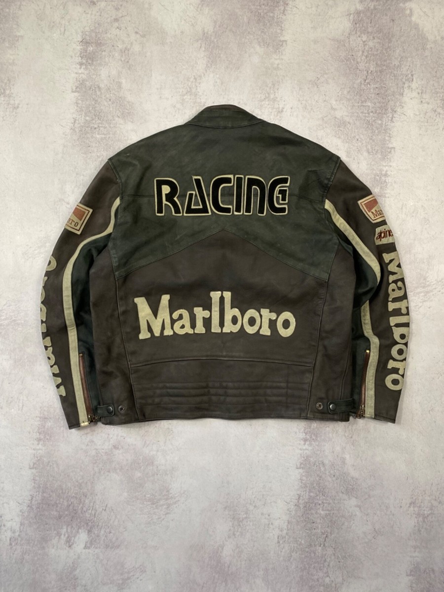 Vintage Marlboro Brown Leather Racing Jacket Size L | eBay