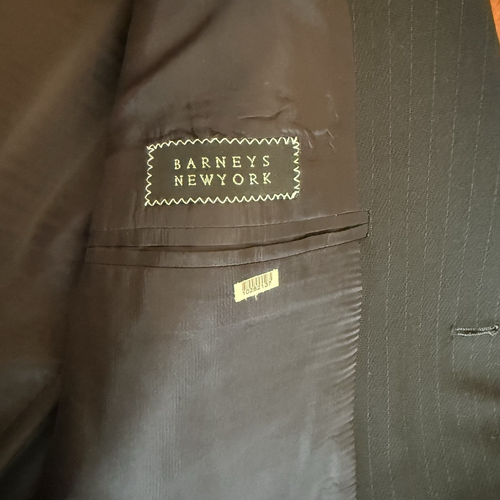 Armani Collezioni 44R Schwarz Nadelstreifen Designer Anzug Jacke Hose 90er Vintage - Bild 6 von 15