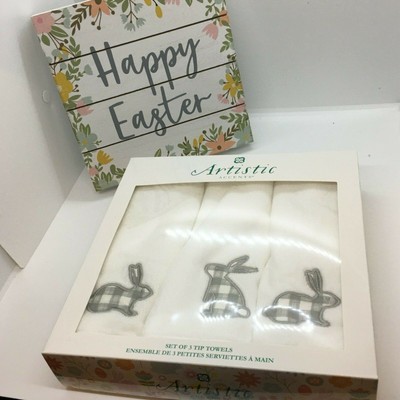 Seasonal Accents Hand Towels Easter Rabbit Set of 2
