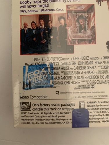 Home Alone 2: Lost in New York (VHS, 1993) First Print RARE NEW SEALED Watermark - Picture 3 of 7