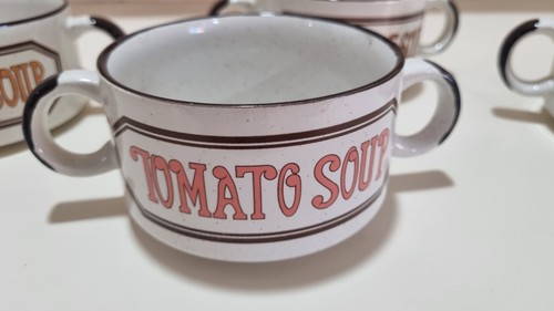Retro Vintage Soup Mugs Bowls x 4 Chicken, Vegetable, Tomato & French Onion - Picture 8 of 12