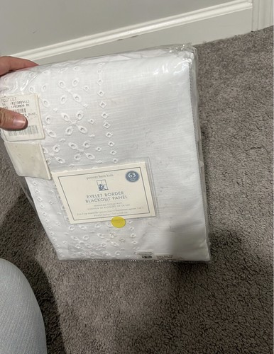Pottery Barn Kids Eyelet Border BLACKOUT 44" x 63" Panel WHITE - Picture 10 of 11