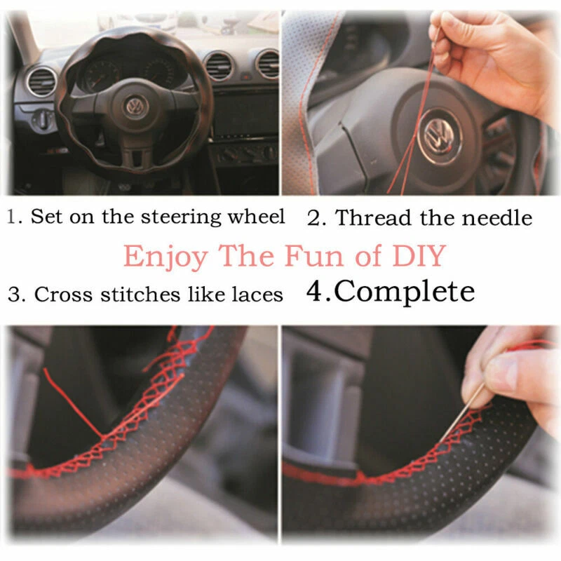 Cubierta envolvente brillante de fibra de carbono y gamuza para volante para Dodge Charger Foto 4 de 4