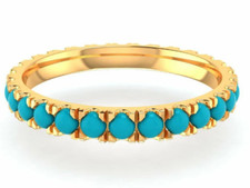 Turquoise Gemstone Band Silver Ring Matching Turquoise Ring Full Eternity Ring.