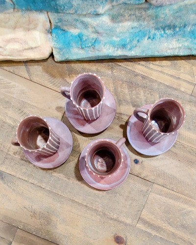 Nishikawa Japan Japanese Pottery Mug Coffee Tea Cup Set Stoneware Brown 8 Piece - Picture 9 of 9