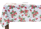Textured Printed Fabric Tablecloth, 60"x84" Oblong, FRUITS,SWEET STRAWBERRIES,BM