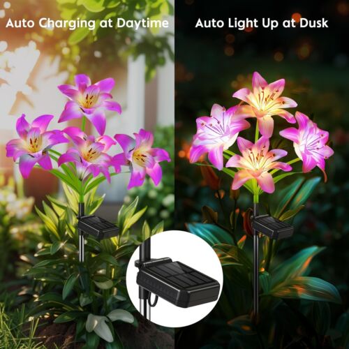 6 Pack Solar Garden Lights, Solar Lights Outdoor Waterproof with Lily Solar F... - Picture 3 of 7