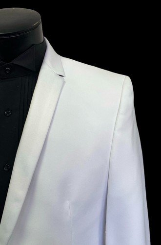 Boy's Jean Yves White Tuxedo Jacket One Button Modern Fitted Slim Fit- Easter - Picture 7 of 17