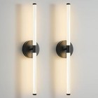Wall Sconces Set of Two Matte Black LED Wall Lights Modern Linear 24in black360