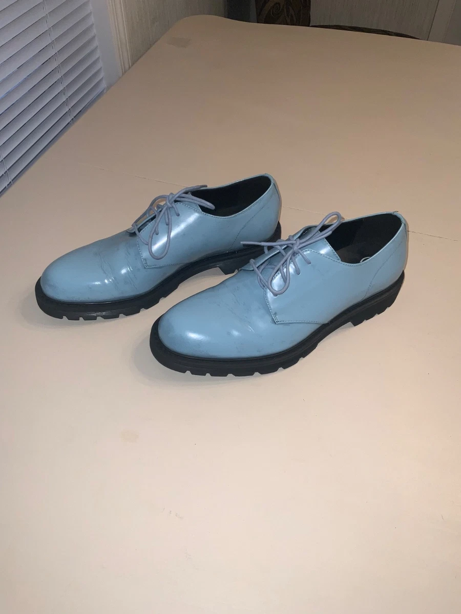 light blue dress shoes for men Alexander Light Blue/White Leather Longwing Sneakers - Leather