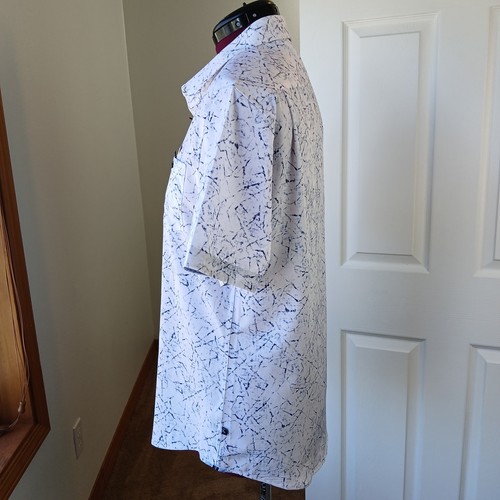 7Diamonds Timeless Melody 4-way Stretch Woven Shirt L white blue marble SS - Picture 3 of 11