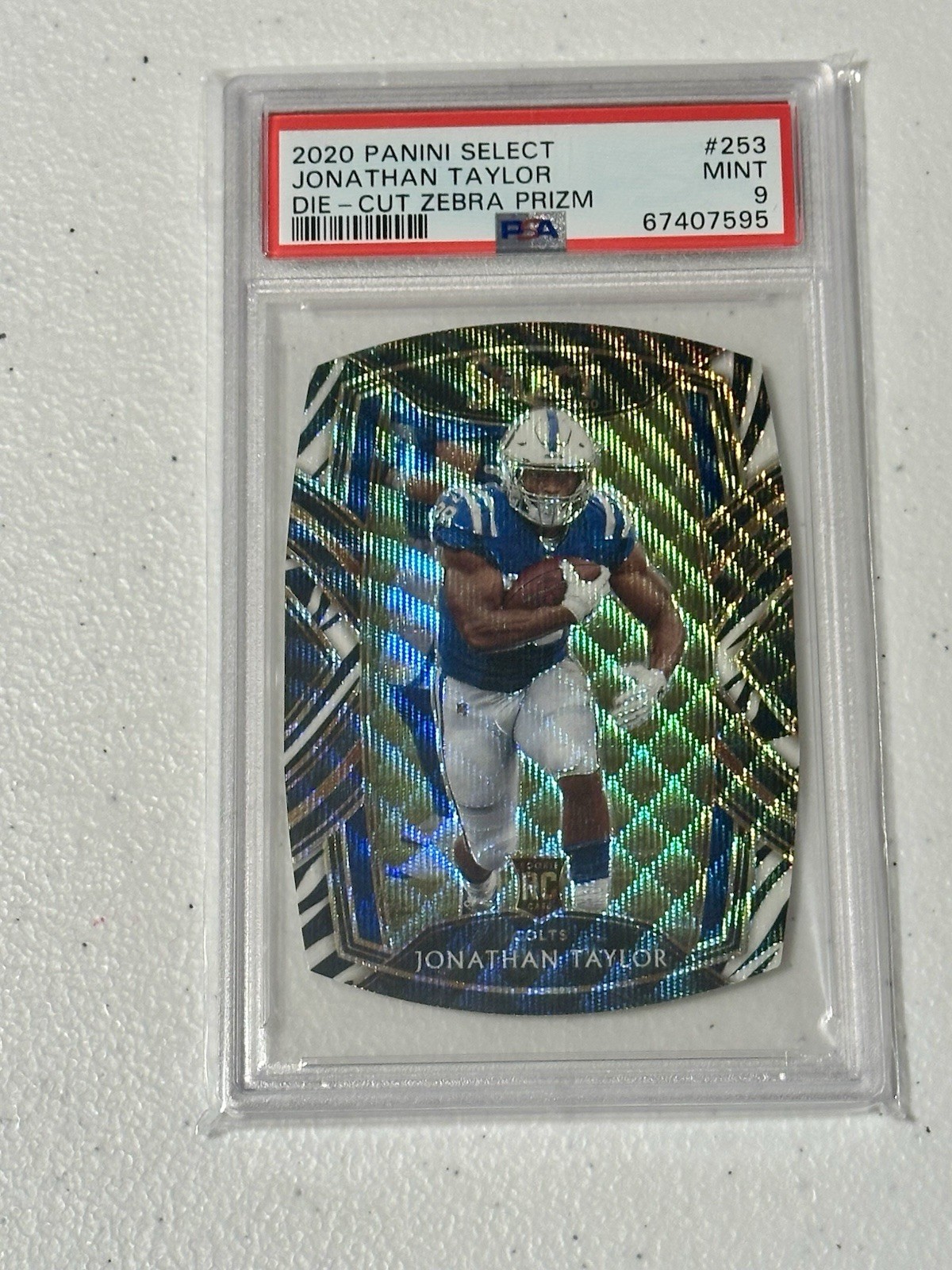 JONATHAN TAYLOR ROOKIE ZEBRA CLUB LEVEL 2020 Select Prizm #253 COLTS POP 9