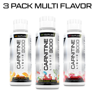 Cutler Nutrition 3 Pack Multi Flavor Carnitine Liquid 3000 Energy Sport Beverage