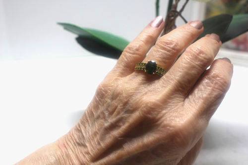 Anillo de circón blanco diopsido cromado talla 9 Vermeil YG/plata esterlina nuevo con etiquetas caja de regalo - Imagen 7 de 11