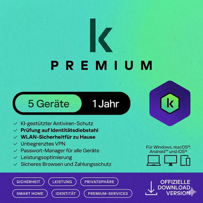 K PREMIUM Total Security 2026 5 Geräte / PC 1 Jahr | VPN Passwort Manager 2027
