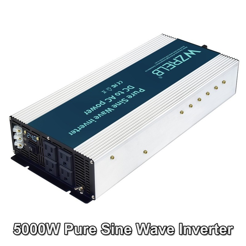 5000W Pure Sine Wave Inverter 24V to 120V Power Home Solar System Camp Motor Car