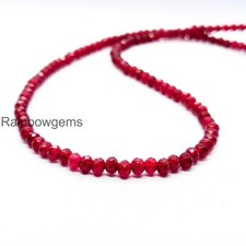 Red Ruby Beaded Necklace 4mm Faceted Rondelle Beads, Natural Ruby Gemstone Jewel