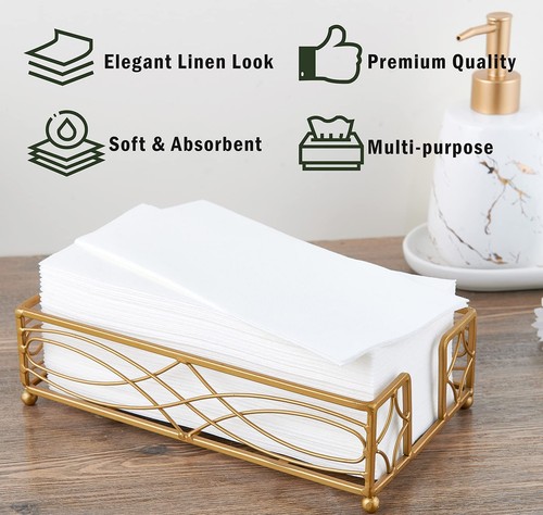 480 Disposable Bathroom Napkins, Linen-Feel Paper Guest Towels, Soft and Abso... - Picture 5 of 7
