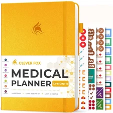 Clever Fox Large Medical Planner 12-Month – Medical Notebook, Health Diary, W...