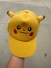 Pikachu Pokemon Trucker Hat Youth Yellow OS Adjustable Curved Brim Polyester