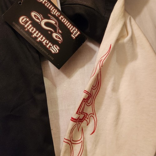 Neu mit Etikett Vintage Orange County Choppers schwarz kurzärmeliges Arbeitsshirt & T-Shirt Kombination - Bild 4 von 13
