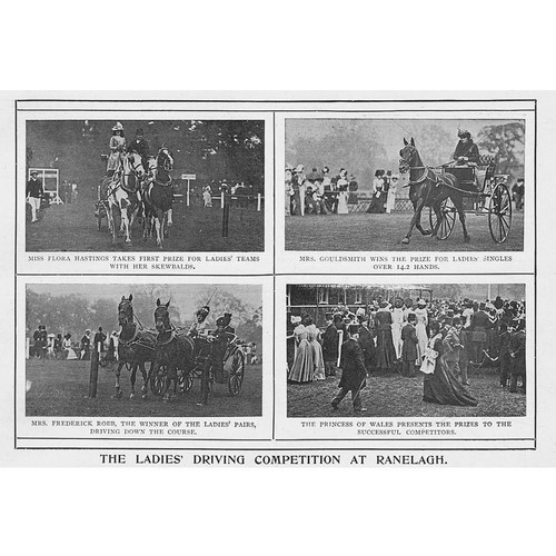 LONDON Ladies Driving Competition at Ranelagh - Antique Print 1900