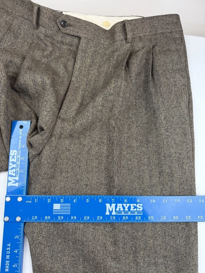 Pantalones Banana Republic Para Hombre 40x31 Lana Espiga Forro Rodilla Cónico Plisado Foto 4 de 4