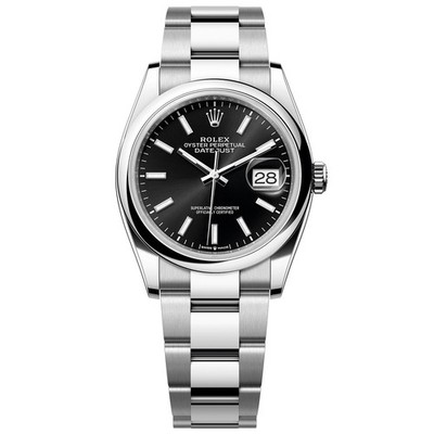 Rolex Datejust Black Dial Steel Smooth Bezel Watch 126200 (New 2026 Stickers)