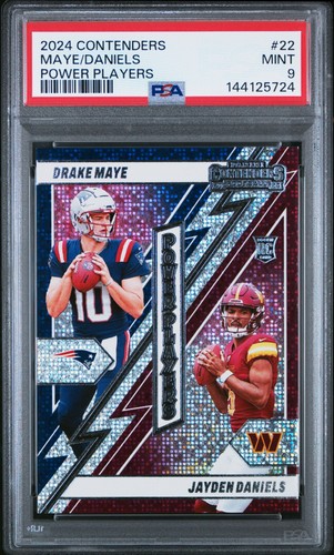 2024 CONTENDERS POWER PLAYERS #22 DRAKE MAYE JAYDEN DANIELS ROOKIE RC PSA 9