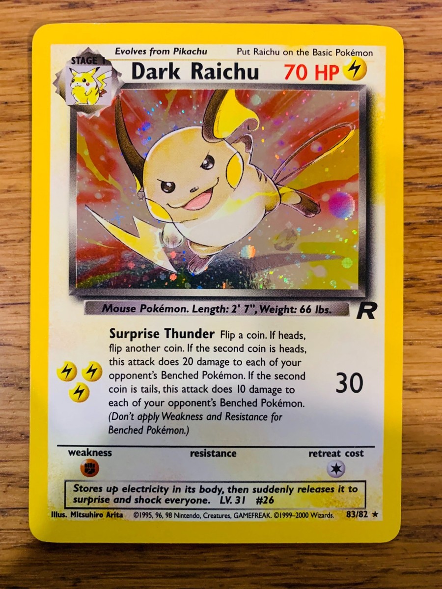 Dark Raichu (83/82) Holo Team Rocket Pokemon Card! FAST & FREE P&P