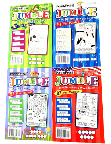 NEW Lot 4 Penny Press Dell Jumble Word Scramble Puzzles Books, All From 2025 - Picture 2 of 2