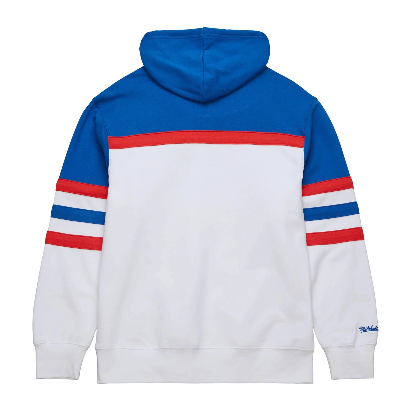 Felpa con cappuccio pullover uomo Mitchell & Ness bianco blu New York Rangers Head Coach