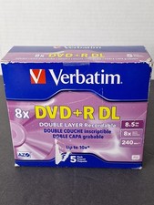 5 x Verbatim DVD R 8x Double Dual Layer 8.5GB DL Jewel Cased