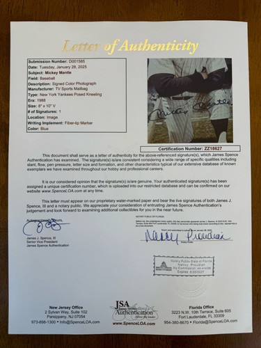 Mickey Mantle signed Autogramm 8x10 Foto JSA LOA - Beschädigung - Bild 2 von 8