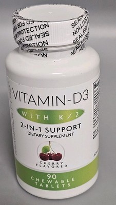 Chewable Vitamin D3 with K2   2-in-1 Bone & Heart Health Support   Immune Boo...