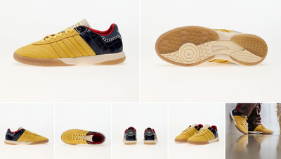 Q*n様 【クリスマスSALE】新品クリッパン/samba yellow ブラン $250 NEW Men's Adidas Samba Millennium Wales Bonner Fade Gold Navy