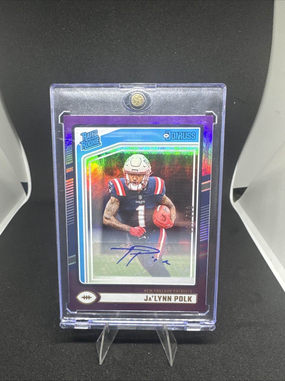 2024 Panini Donruss - Rated Rookie Ja'Lynn Polk #373 Purple Auto /150 (AU, RC)