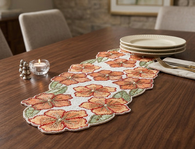 Blossom Floral Table Runner Multicolor Table Runner Beaded Tableware 13X36 Inch
