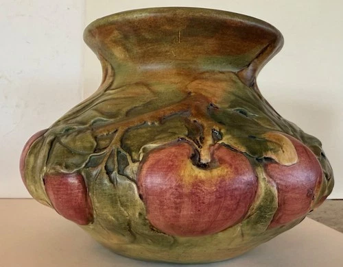 Weller Pottery Baldwin Apple Jardiniere 7” x 10” Hand Decorated Matte 1920s