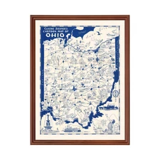 Old Map of Ohio 1939 - Vintage Ohio Art