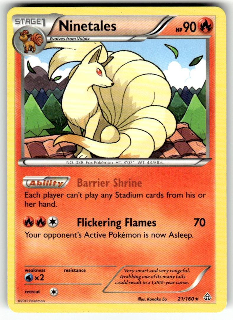 Ninetales 21/160 Rare Primal Clash Pokemon Moderately Played