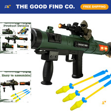 Foam Rocket Launcher with Sound LED Effects - Military Pretend Play Blaster To