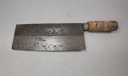 VINTAGE CHINESE CHINA BUTCHERS KNIFE CLEAVER No 3 & 12" LONG UNUSUAL MARKINGS
