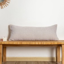Boucle Lumbar Pillow Cover 14x36 inch, Beige Textured Throw Pillow Cover Cush...
